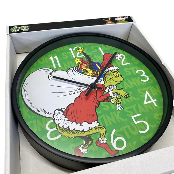 The Grinch Christmas Character Decorative Wall Clock Holiday Dr Seuss Kids Room - Picture 2 of 4